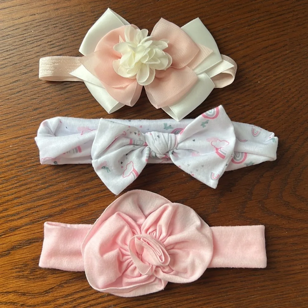 Baby Girl Flower/Bow Headbands - Set of 3